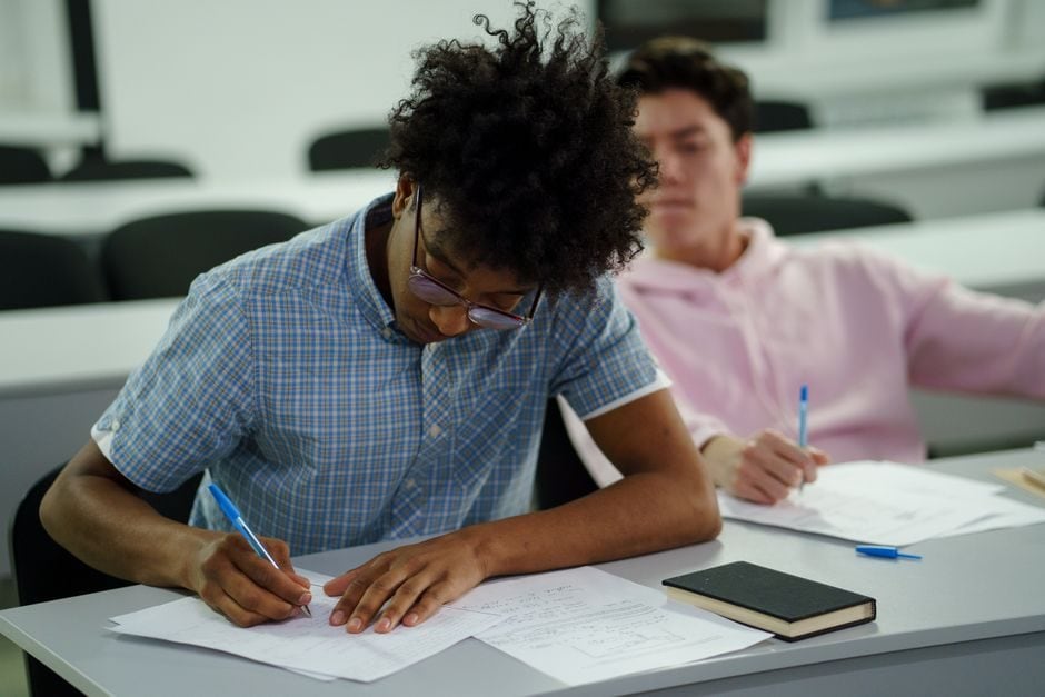 Year 12 student reviewing HSC trial exam results and planning the final term of study